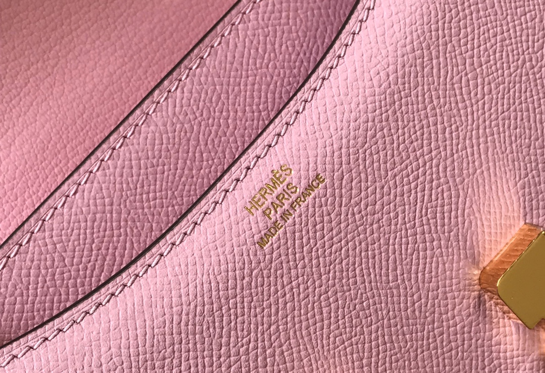 Replica Hermes Constance Bag Epsom Leather Pink Wiht Gold 19cm and 23cm