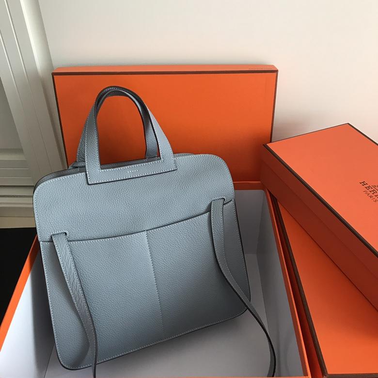 Hermes Halzan 31cm Light Blue Swift Calfskin Bag