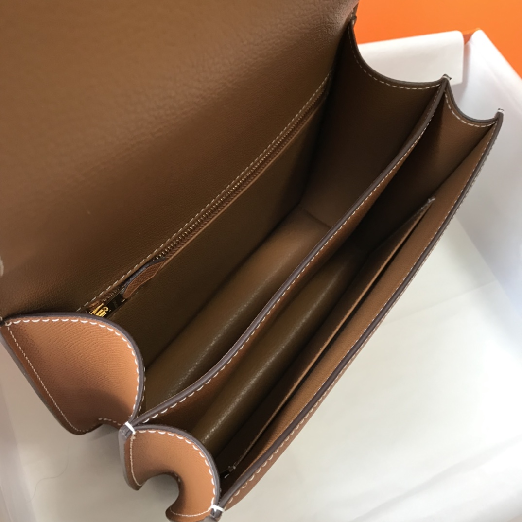 Replica Hermes Constance Bag Epsom Leather Brown Wiht Gold 19cm and 23cm