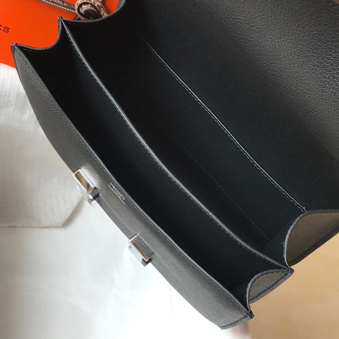 Replica Hermes Constance Bag Epsom Leather Black Wiht White Gold 19cm and 23cm
