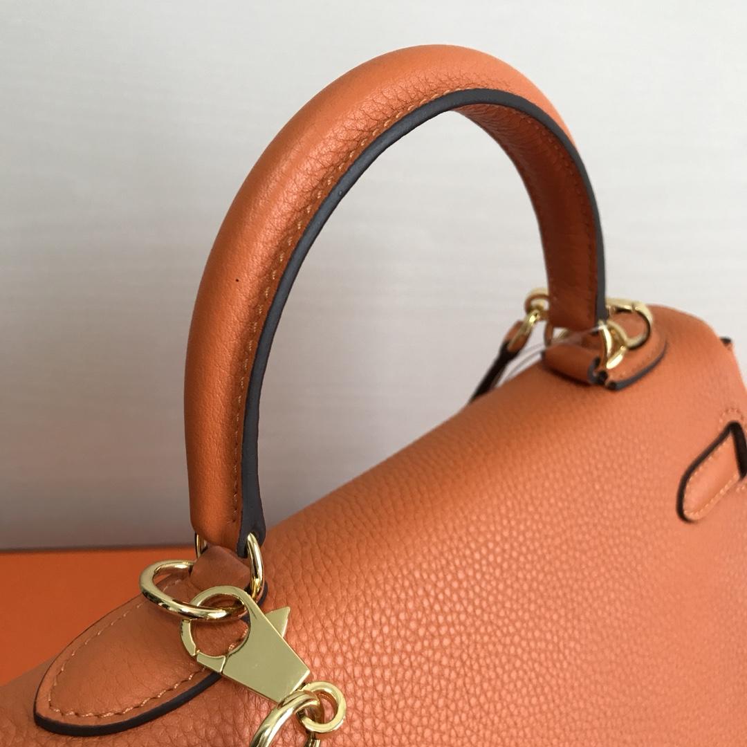 Hermes 25cm Kelly Bag Togo Leather Handbag Orange
