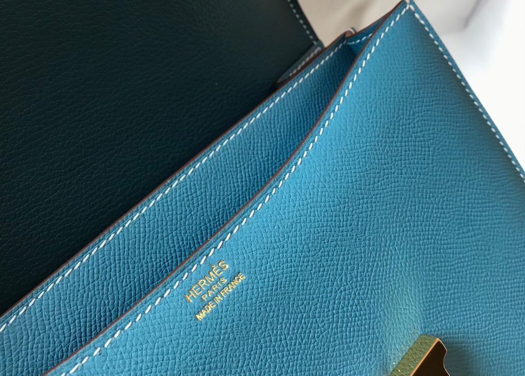 Original Copy Hermes Constance Shoulder Bag Light Blue With Gold 23cm and 18cm
