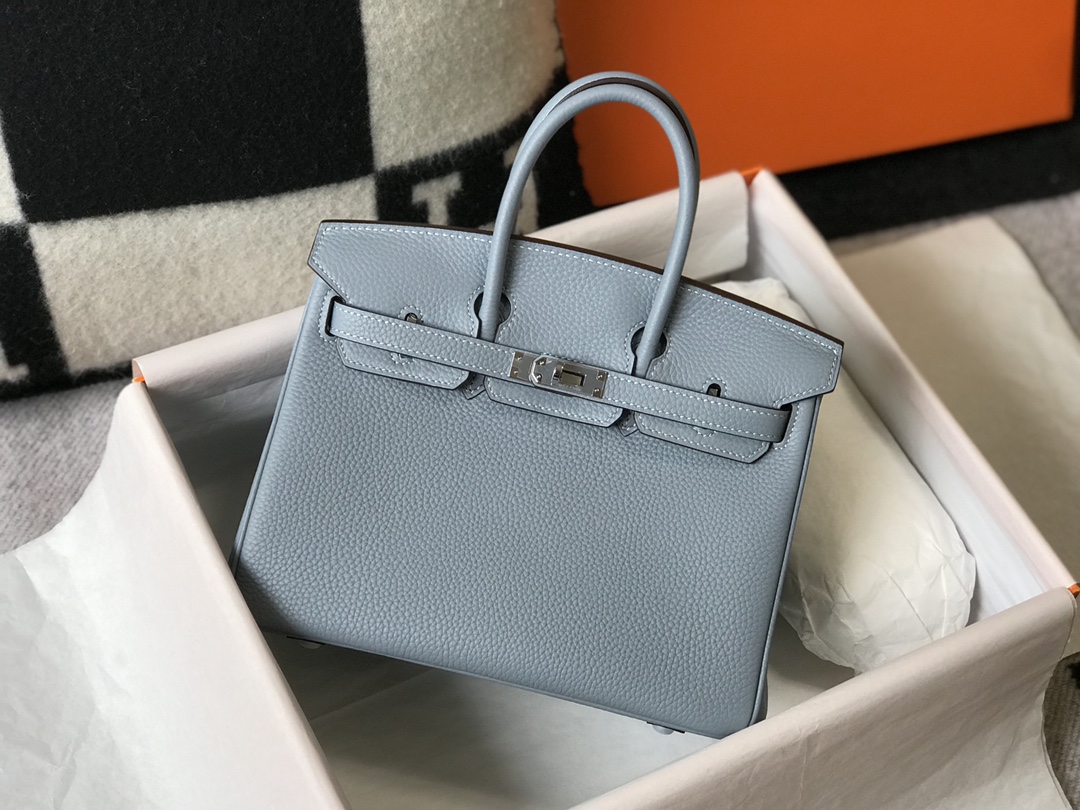 Hermes Birkin 30CM 35CM Togo Leather Flax Blue With Silver
