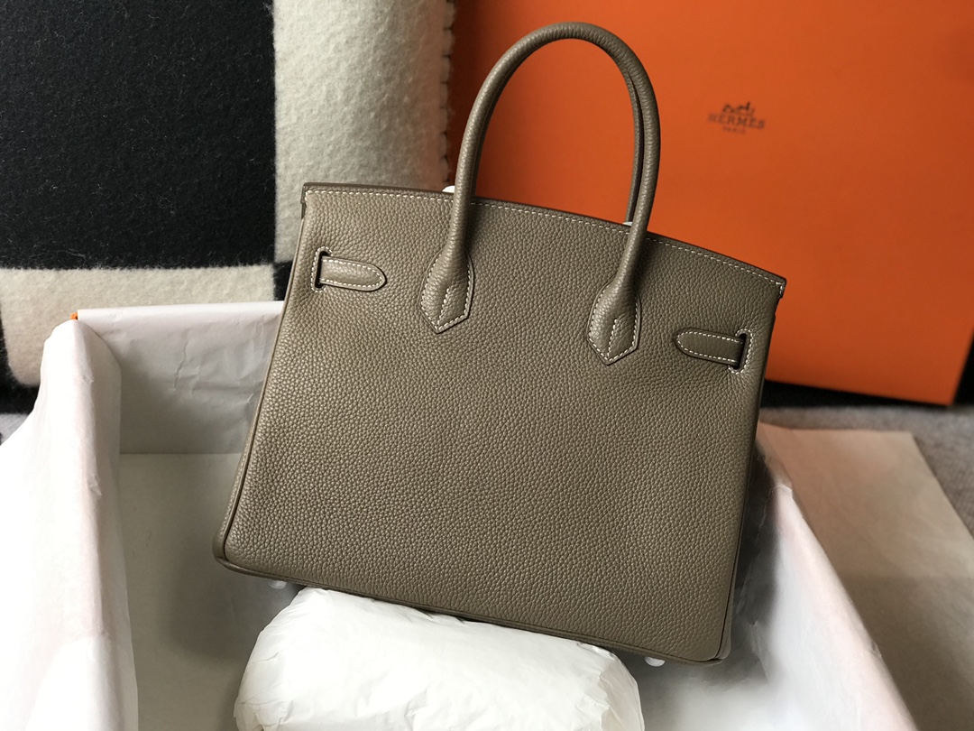Hermes Birkin 30CM 35CM Togo Leather Elephant Grey With Silver