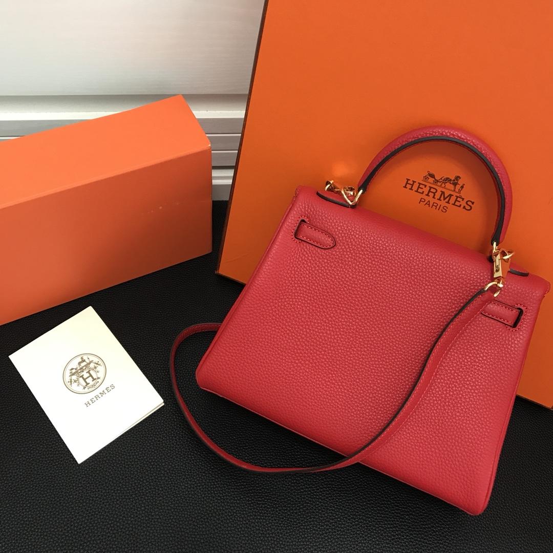 Hermes 25cm Kelly Bag Togo Leather Handbag Red