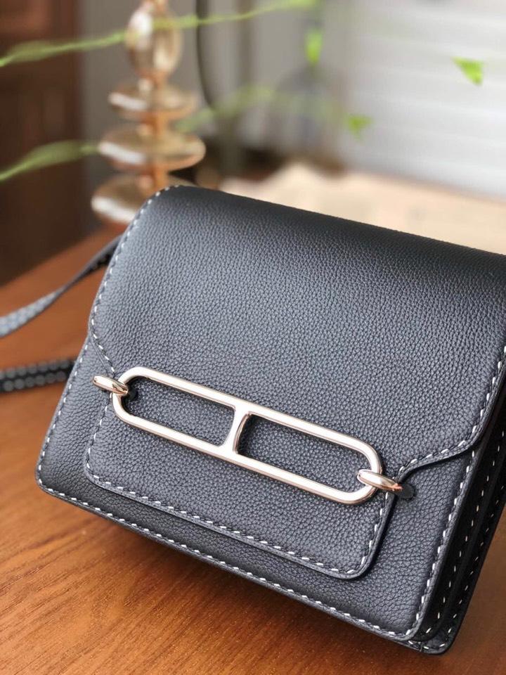 Replica Hermes Roulis Mini 19cm Swift Calf Togo Leather Shoulder Bag Black