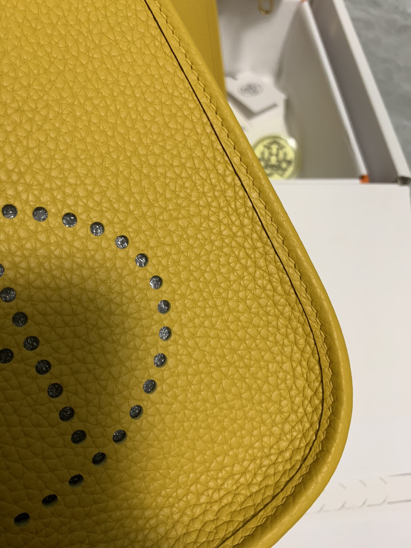 Replica Hermes Evelyne Mini Bag 17cm Original Togo Leather Yellow-1