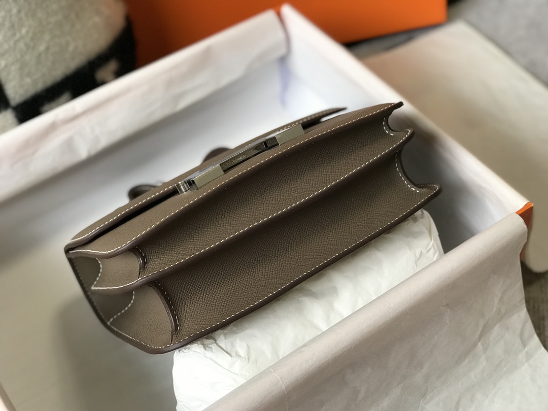 Replica Hermes Constance Bag Epsom Leather Gray Wiht White Gold 19cm and 23cm